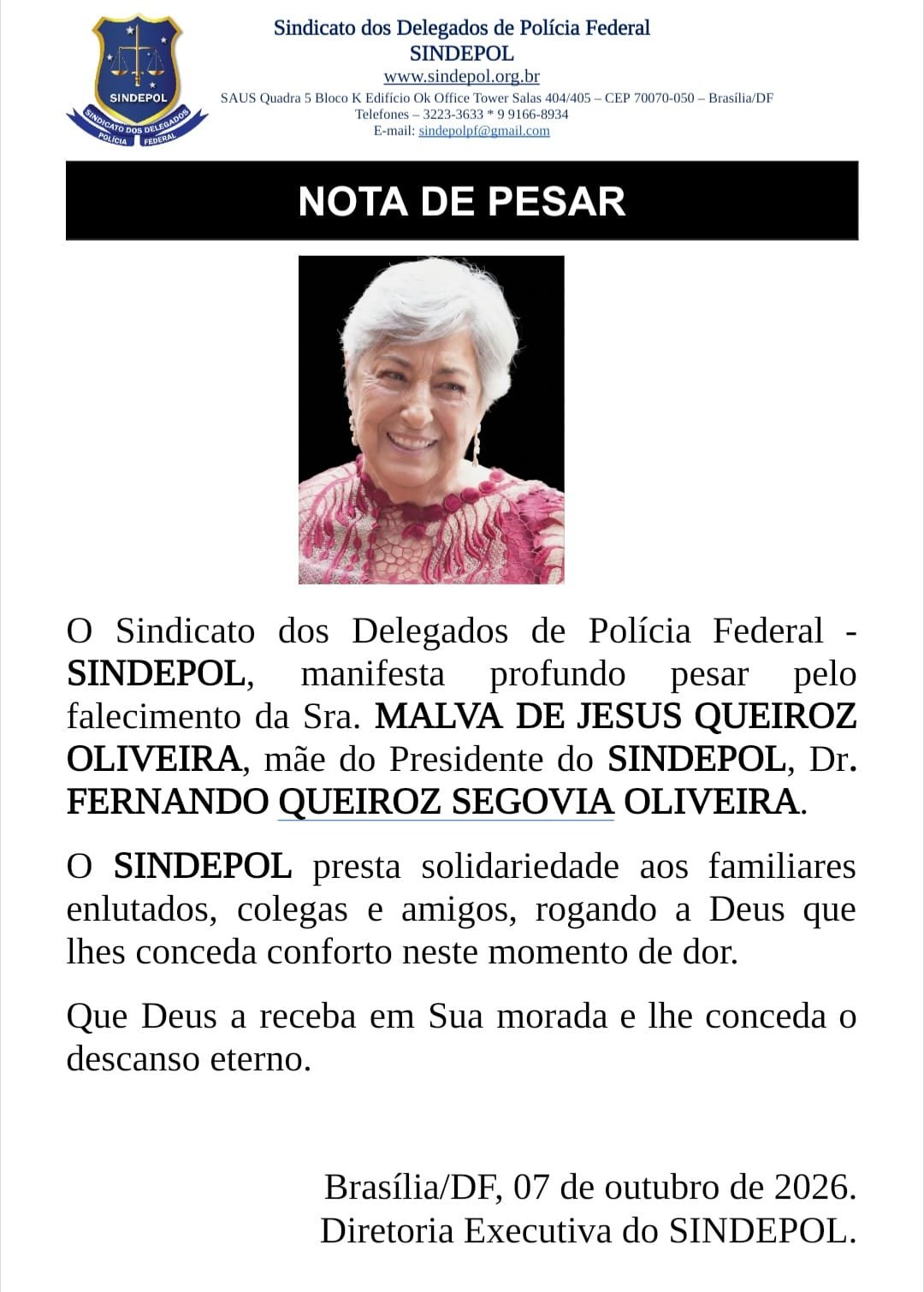 NOTA DE PESAR
